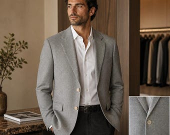 Tallia Men's Silk Wool Sport Coat  Dressy Elegant 2 Button Beige Blazer Size 42R