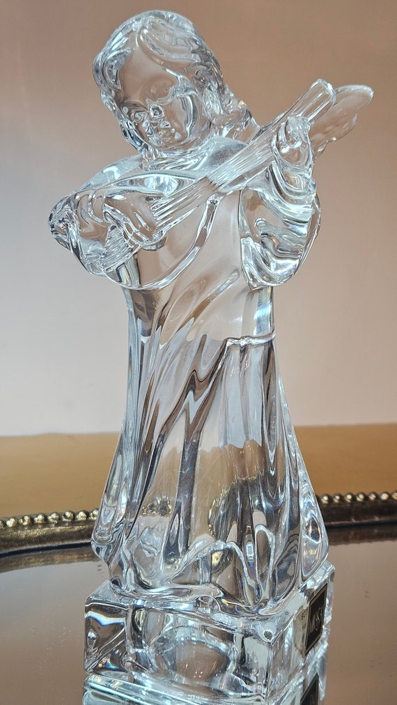 Mikasa Lead Crystal Angele Playing  Mandolin  Statue Figurine, Housewarming Gifts,  Vintage Crystal,  Gifts For Him,  Crystal Figurines,