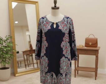 Vestido ligero, elástico y sexy con estampado floral de cachemira para mujer, colección JM, talla S, estilo playero de verano, estilo tropical, bohemio, hippie, cottagecore.