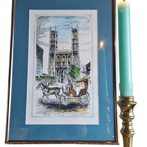 Notre Dame & Jackes Cartier Quebec, Canadá, década de 1990, firmada y enmarcada por Lucien Gobeil, serigrafía arquitectónica neogótica, litografía,