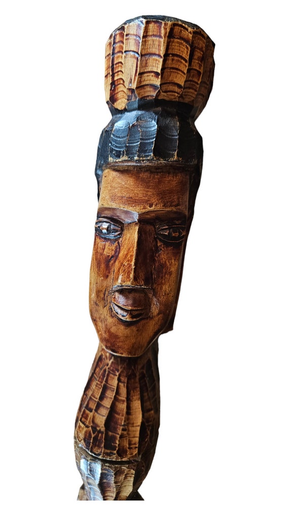 Vintage African Tribal Wooden Carved Sculpture, Wooden Sculpture,  Housewarming Gifts, Gifts For Him,  Office Decor, Unique Decor Piece,