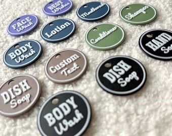 Customizable Soap Dispenser Tags 1.5" | Round PLA Plastic Bottle Labels