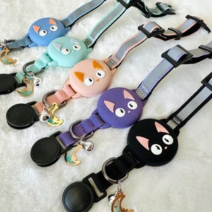 Cat Pet Collar with AirTag Holder Adjustable Band Stretchy and Reflective | Safe Breakaway