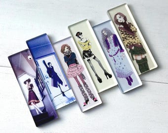 NANA, Hachi, Layla, 1.18” x 3.94" Acrylic Fridge Magnets | Handmade