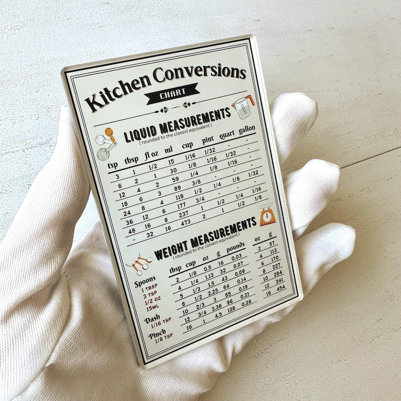 Küche-Umwandlungen Messungen Kochen Temperatur Diagramm Handy-Kühlschrank-Magnete Conversions-Acrylic