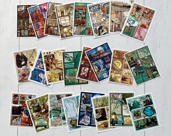 Magic Wizard World Storyboard Sticker Set | 4 Houses Common Rooms | School Uniforms | Movies | Wizard Shops