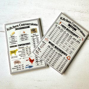 Conversioni in cucina, misure, tabella delle temperature di cottura, pratici magneti per il frigorifero