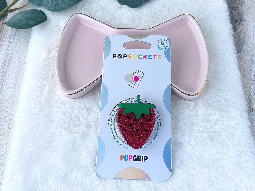Cute Strawberry Handmade Acrylic Topper Featuring Popsocket Attachment ...