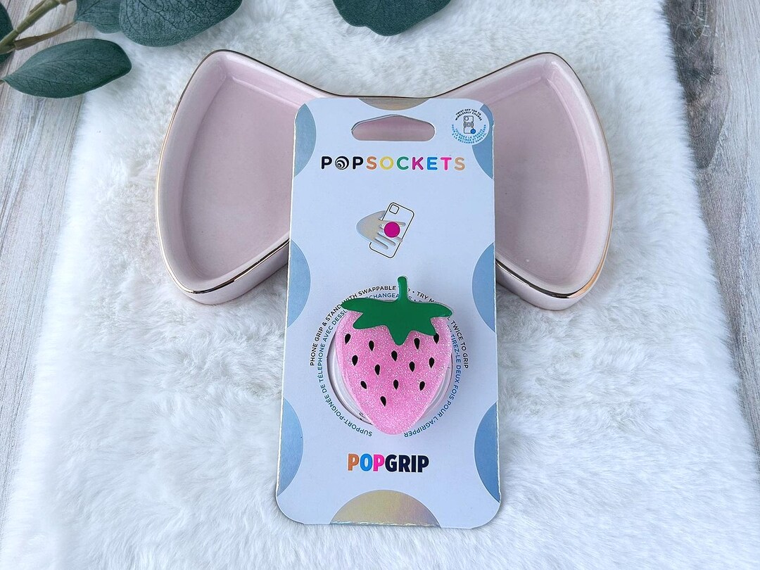 Cute Pink Strawberry Handmade Acrylic Topper Featuring Popsocket ...