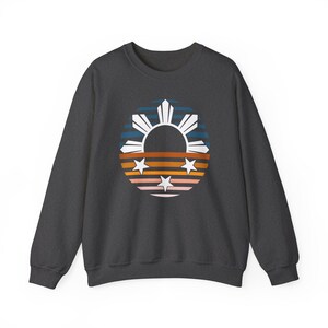 Retro Philippines Sun Crewneck, Filipino Heritage Sweatshirt, Minimalist Pinoy Pinay Pride Asian Graphic Gift image 4