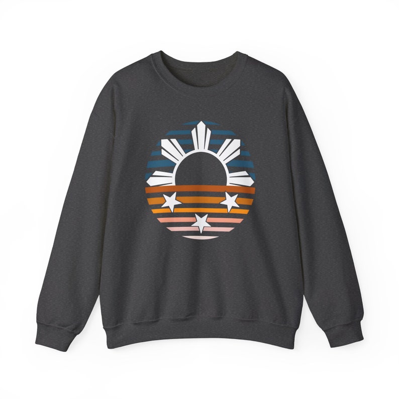 Retro Philippines Sun Crewneck, Filipino Heritage Sweatshirt, Minimalist Pinoy Pinay Pride Asian Graphic Gift image 4