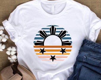 Philippinisches Sonnenshirt - Retro Pinoy Pride T-Shirt, Philippinen Flagge T-Shirt, Philippinisches Kulturerbe Geschenk