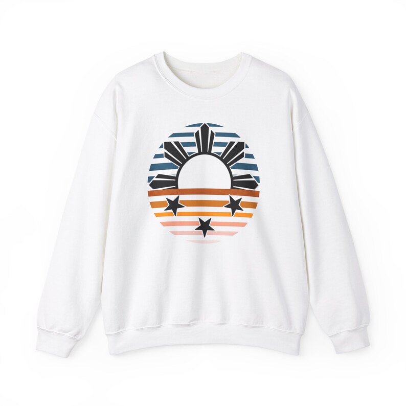 Retro Philippines Sun Crewneck, Filipino Heritage Sweatshirt, Minimalist Pinoy Pinay Pride Asian Graphic Gift image 6