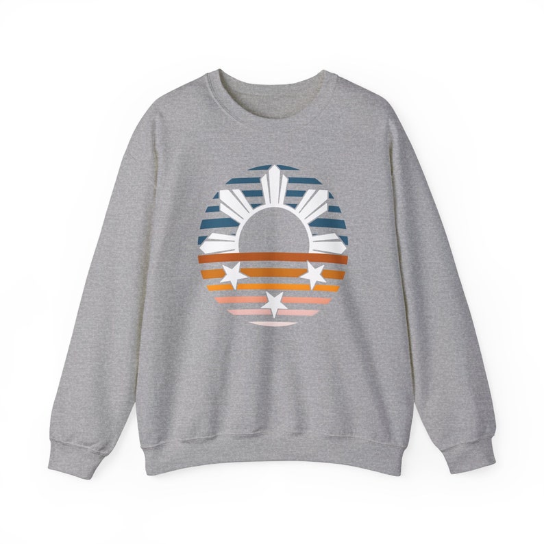 Retro Philippines Sun Crewneck, Filipino Heritage Sweatshirt, Minimalist Pinoy Pinay Pride Asian Graphic Gift image 5