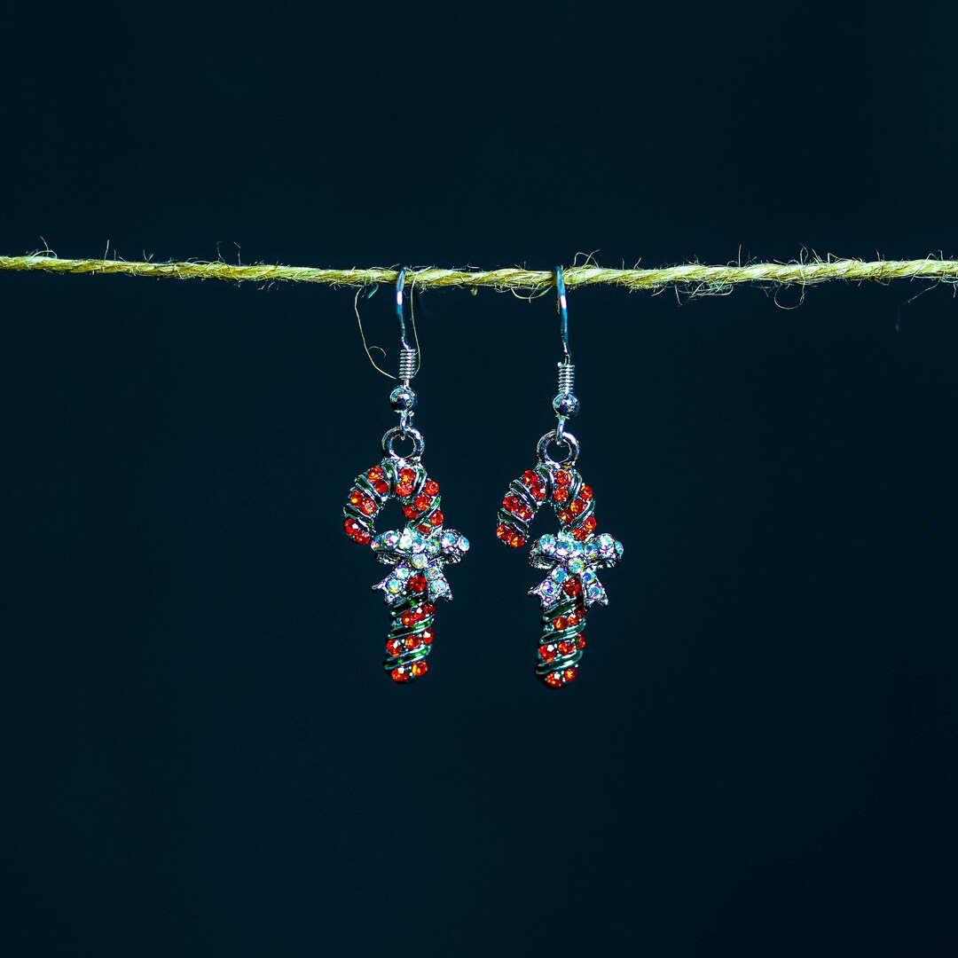 Candy Cane Earrings Festive Holiday Candy Earrings Etsy