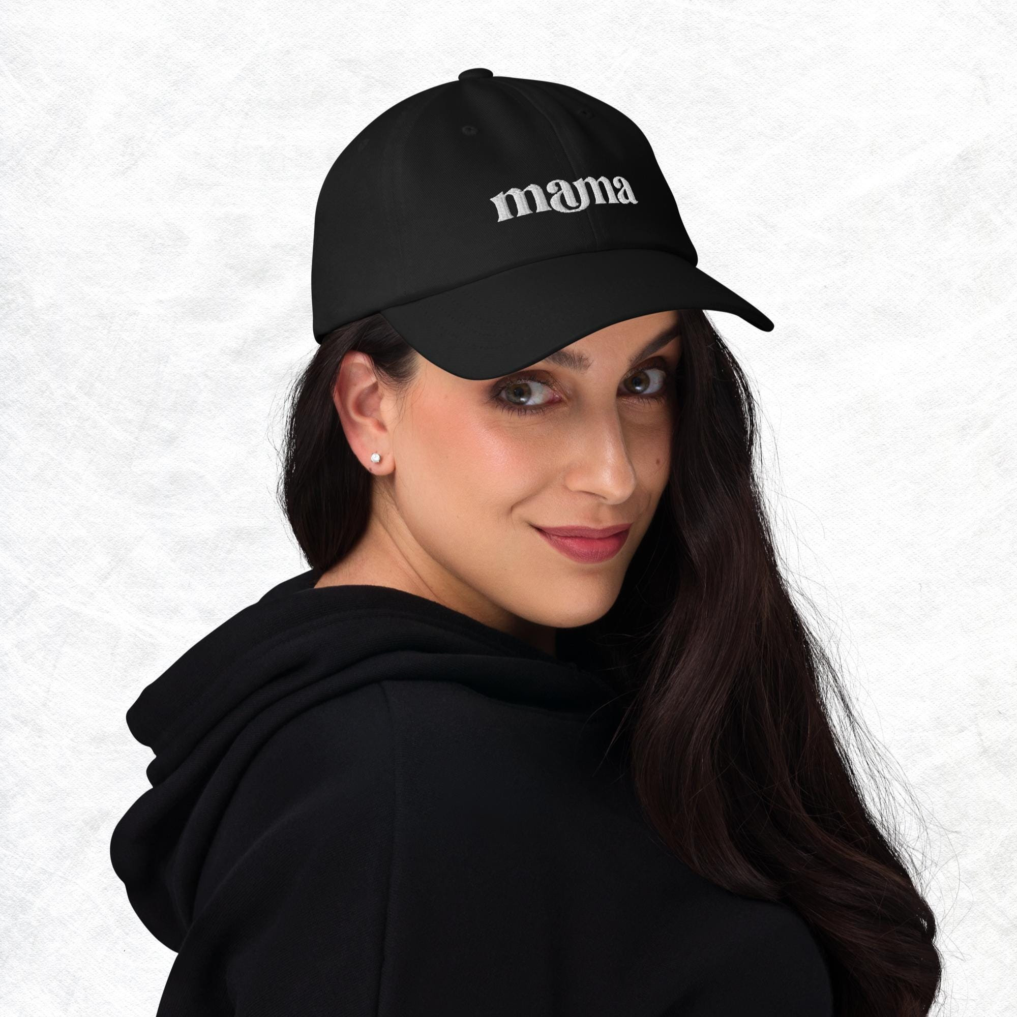 Black Mama Hat, Chino Cotton Twill, Embroidered Mom Cap - Etsy display picture 1