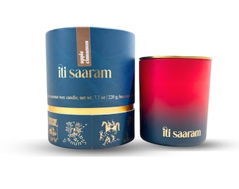 Apple Cinnamon Scented Candle, Vegan Coconut-Soy Wax, Amber Jar