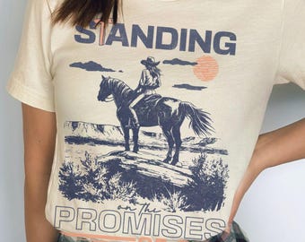 Standing on the Promises Shirt, Western Christian T Shirt, Cowboy Faith Shirt, Vintage Western Tee, Christian Graphic Tee