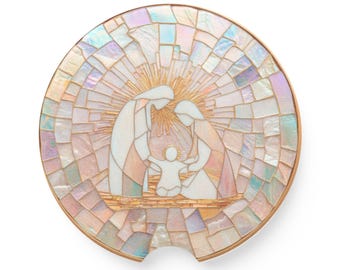 Christian Nativity Car Coaster, Faith Gift For Her, Bible Verse Car Coaster, Religious Christmas Gift, Jesus Car Coaster