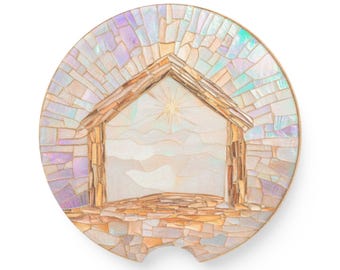 Nativity Car Coaster, Christian Christmas Gift For Her, Faith Car Coaster, Bible Verse Car Coaster, Religious Gift