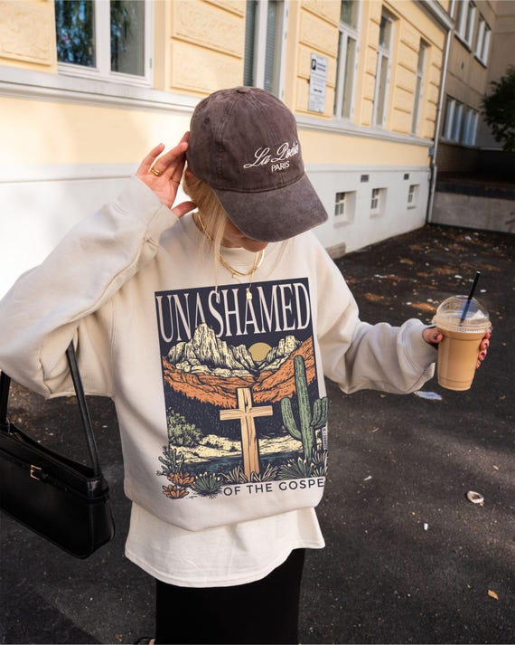 Unashamed Christian Sweatshirt, Romans 1:16 Faith Crewneck, Western Boho Christian Apparel, Bible Verse Sweatshirt, Gospel Shirt