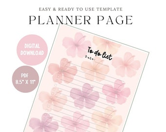 Druckbare digitale Planer Seite - To Do Liste Pastell Hibiskus Blumenmuster 8,5 "x 11" - eine Seite - Hawaii thematisiert
