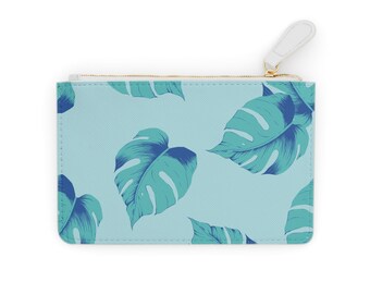 Blauwgroen Bladeren Mini Clutch Bag - Mini Portemonnee