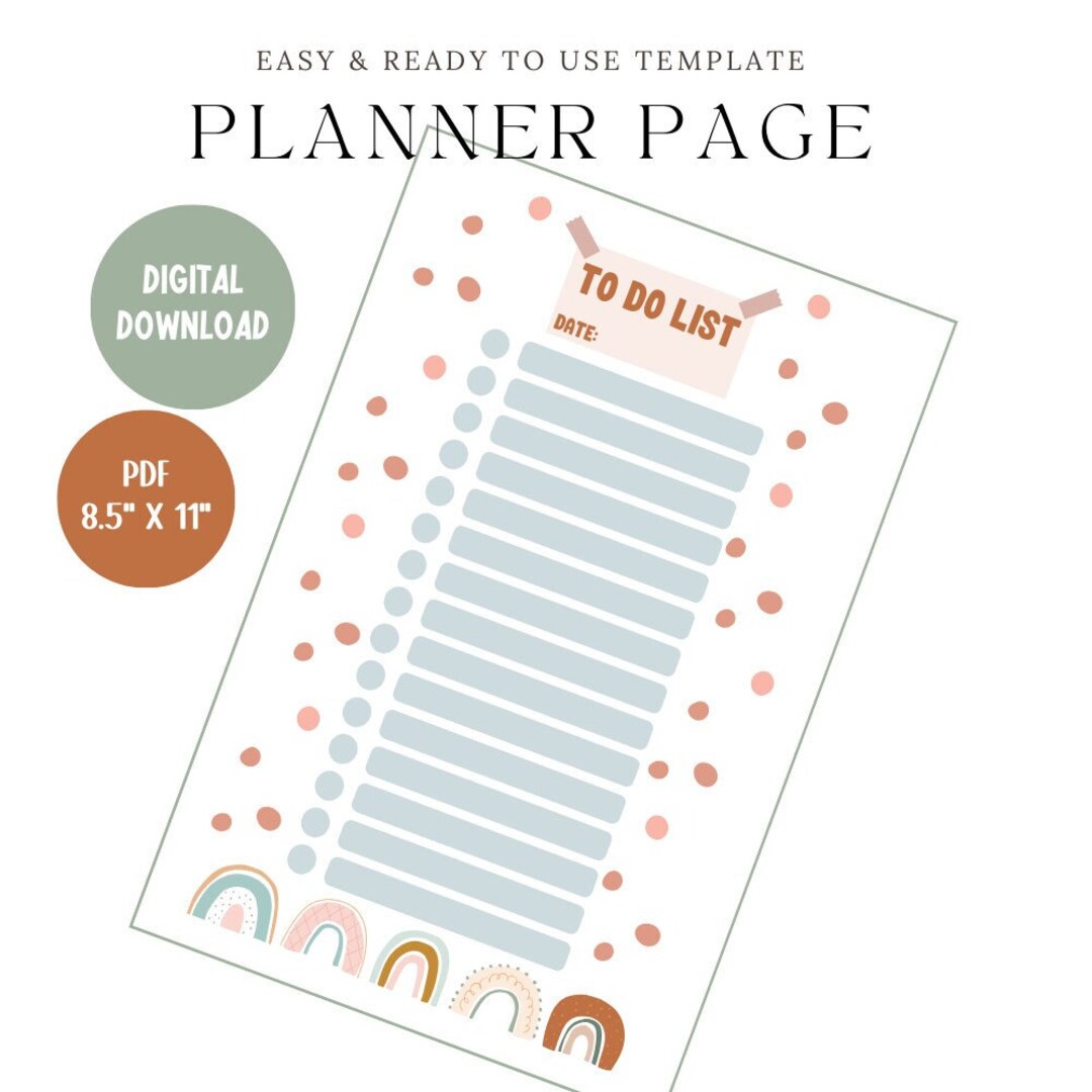 Printable Digital Planner Page to Do List Cute Minimalist Design With ...