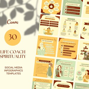 30 Infographics Social Media Post CANVA Templates | Life Coach ...