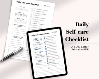Daily Self Care Checklist, Self-Care Planner, Daily Wellbeing Tracker, Selfcare Journal Tracker, Wellness Planner Printable
