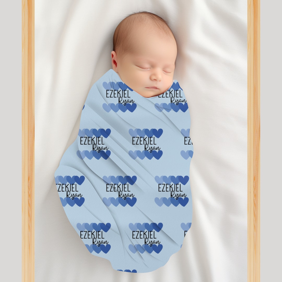 Personalized Baby Boy Fleece Swaddle Blanket Blue None Etsy