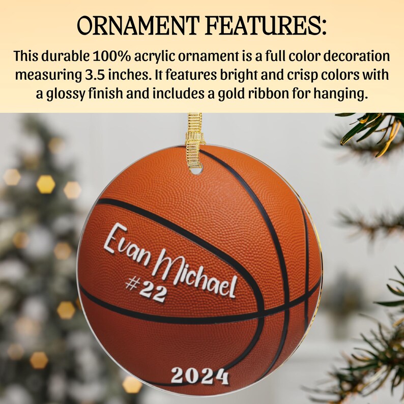 Custom Name Basketball Ornament, Personalized Sports Fans Acrylic
