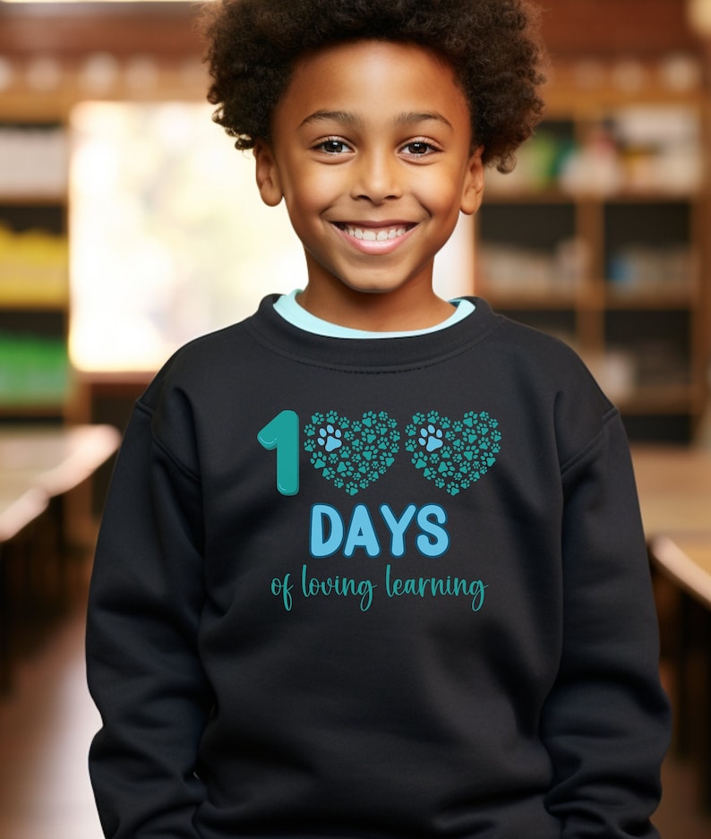 Kids 100 Days of Loving Learning Sweatshirt, Cute 100th Day of School