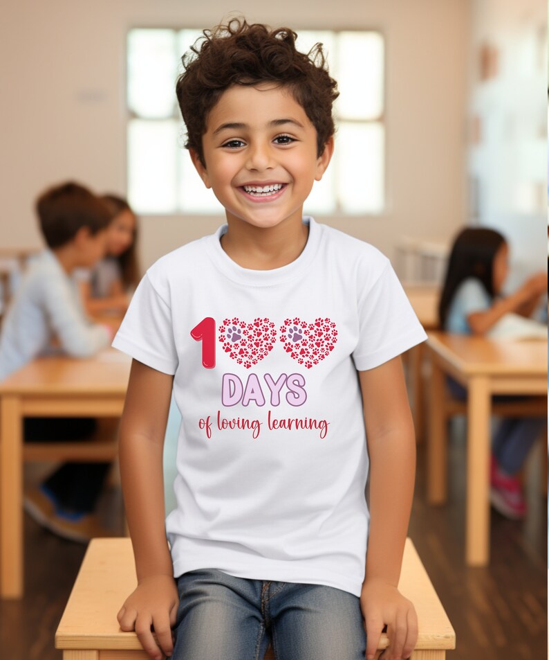 100 Days of Loving Learning, 100th Day of School Kids Shirt, Cute 100 Days Tee, School Era