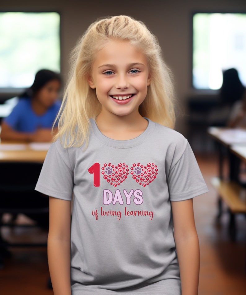 100 Days of Loving Learning, 100th Day of School Kids Shirt, Cute 100 Days Tee, School Era