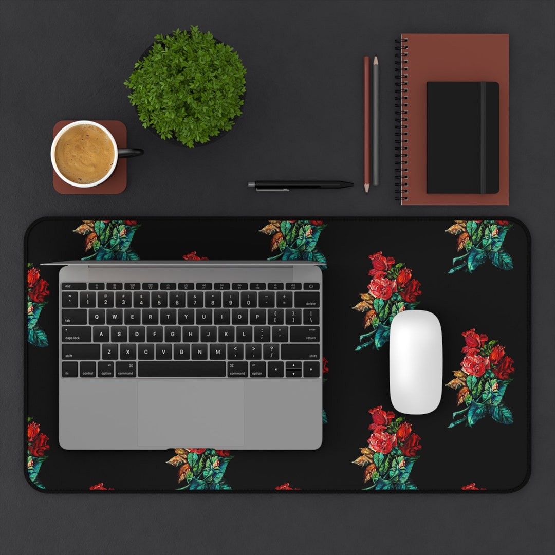 Floral Computer Mat Rose Flower Bouquet Desk Mat Office Decor Computer Mat Gift Idea New ...