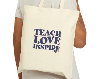 Teacher Gift,Teacher Tote, Reading Teacher Gift, Canvas Tote Bag, Teacher Appreciation Gift,  Navy Teacher Tote, Teacher Tote, Educator Gift