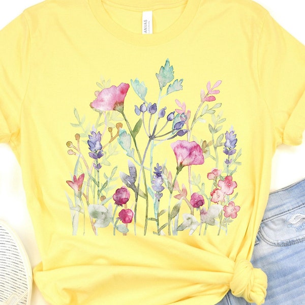 Shirt with Flowers, Colorful Flowers Tee, Gift for Mom, Friend Gift, Gift for Wife, Girlfriend Gift, Graphic Tee, Tee with Flowers, Floral