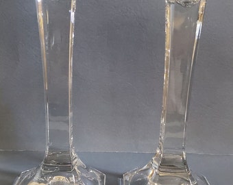 Set of 2 Vintage Mikasa Hyde Park Crystal Glass Candle Holders