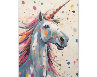 Rainbow Unicorn Canvas Art, Children&#39;s Bedroom Art, Kids Unicorn Canvas Wall Art, Gift for Pony Lover, Unicorn Academy, Magical Unicorn Gift
