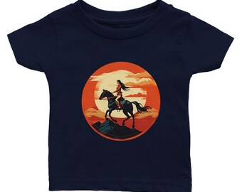 Kids Rodeo T-shirt, Wild West Style Toddler Fashion, Sundowner Rider, Toddler Horse Tee, Sunset Graphic Tee, Cowboy Party Outfit