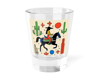 Western Party Cowgirl Shot Glass, Rebel Rodeo Shooter Wild West Shot Glass, 1.5oz, Bachelorette Party Favor, Horse Lover Gift, Cowboy