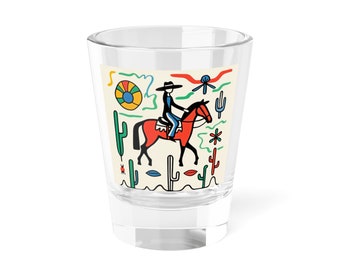 Rodeo Cowgirl Western Shot Glass, Cowboy Horse Shot Glass, Wild Spirit Shot Glass: Outlaw Chic, 1.5oz, Vintage Americana, Country Girl