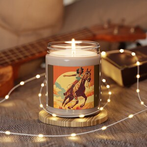 Rodeo Themed Candle Cowgirl Gift Scented Soy Candle, 9oz, clean cotton, lavender, apple harvest, cinnamon vanilla, Bridesmaid Gifts