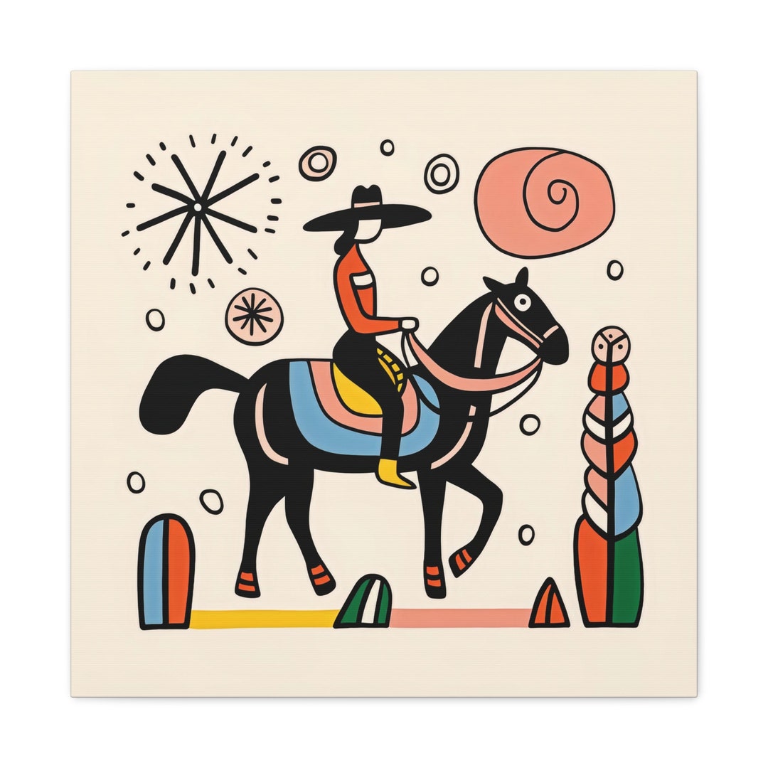 Boho Cowgirl Canvas Art, Retro Rodeo Art, Australia Western, Equestrian ...