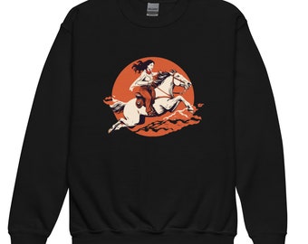 Kids Pony Jumper, Wild West Kids Sweatshirt, Rodeo Kids Fashion, Rodeo Sweatshirt, Girls Horse Top, Girls Rodeo Fashion, First Rodeo
