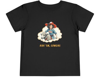 Cowgirl Mutton' Bustin T-shirt per bambini, Ride' Em Cowgirl T-shirt per bambini, T-shirt Rodeo vintage per bambini, Regalo per la piccola Cowgirl, Camicia Western
