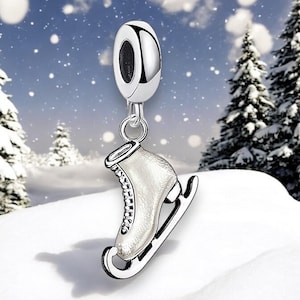 Charm 925 Sterling Silver Ice Skates Ice Skating Ballerina Ice Rink Disco Music Ice Dancing Shoes Pendant Keychain Jewelry