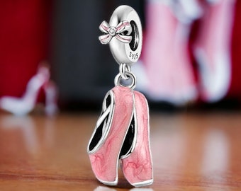 Ballerina Shoes Dance Shoes Dance Teacher Dancing Ballet Accessories Charm 925 Sterling Silver Pendant Keychain Jewelry Chain Ring