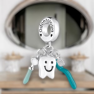 Fada do dente crianças fada dente dentes dental dinheiro dentista escova de dentes creme dental charme prata 925 prata esterlina pulseira pingente charme pulseira